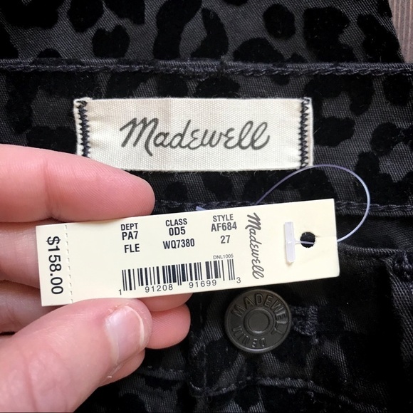 Madewell NWT 9” Skinny Jeans Flocked Leopard Sz 27 - Picture 7 of 8